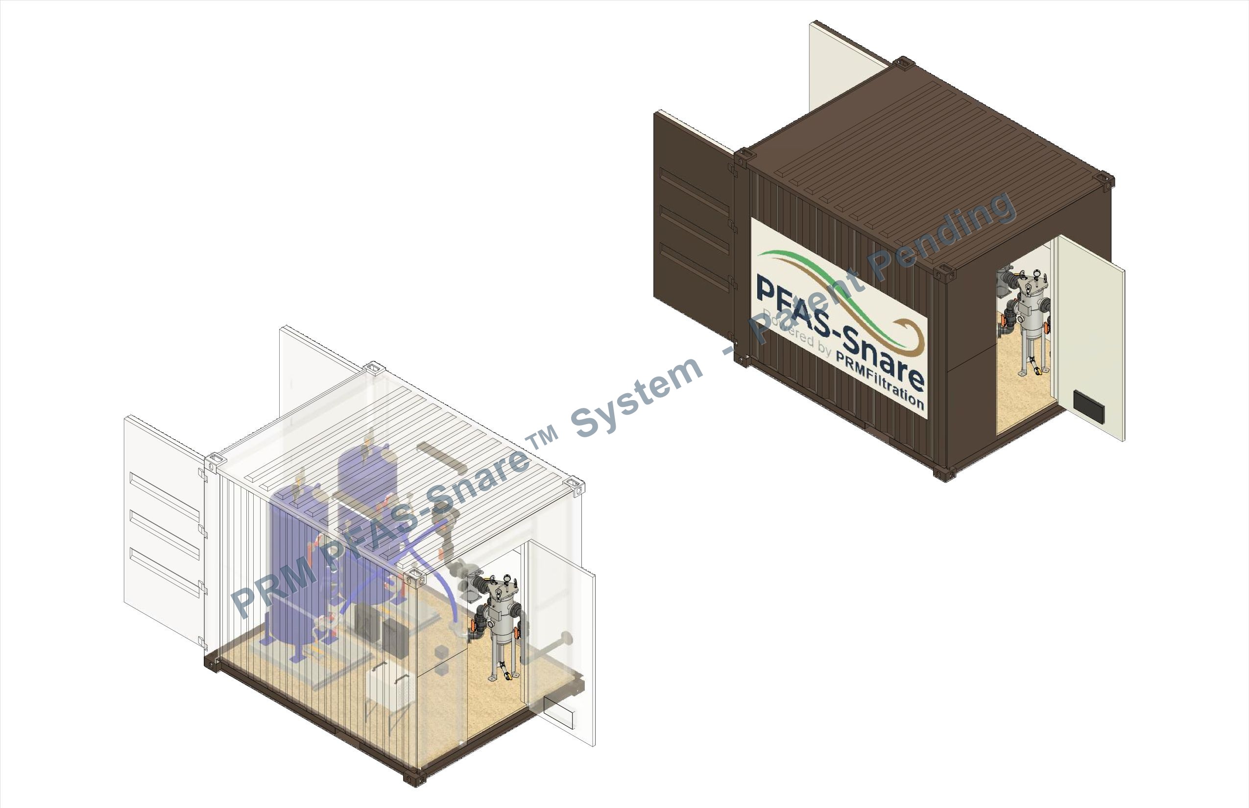 PFAS-Snare containerized enclosure with branded exterior